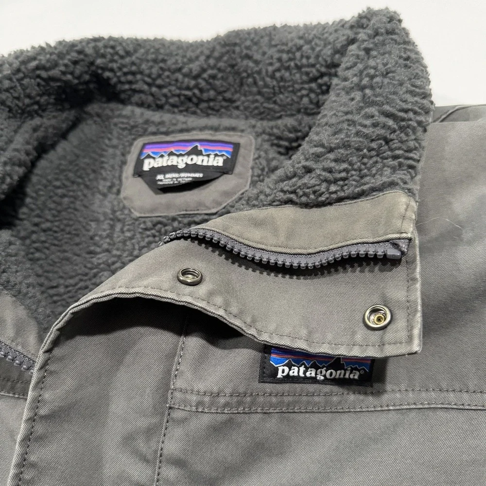 Patagonia Mens XL Maple Grove Canvas Jacket Fleece Lined Forge Grey Hood 26995